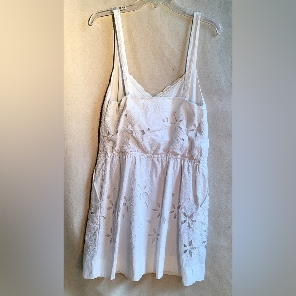PAUL SMITH white Eyelet spaghetti strap MINI Sundress Wide shallow V neckline - Picture 12 of 16